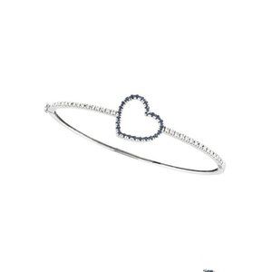 1.00 Carat Sapphire and Diamond Heart Bangle